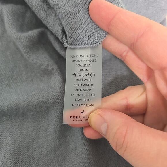 Peruvian Connection‎ Tunic Top Womens Size Small Grey Pima Cotton Linen Knit - Picture 4 of 10